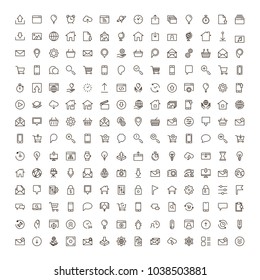 Website icon set. Collection of high quality outline site pictograms in modern flat style. Black internet symbol for web design and mobile app on white background. Web site design line logo.