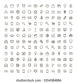 Website icon set. Collection of high quality outline site pictograms in modern flat style. Black internet symbol for web design and mobile app on white background. Web site design line logo.