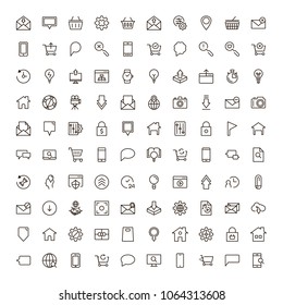 Website icon set. Collection of high quality outline site pictograms in modern flat style. Black internet symbol for web design and mobile app on white background. Web site design line logo.