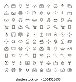 Website icon set. Collection of high quality outline site pictograms in modern flat style. Black internet symbol for web design and mobile app on white background. Web site design line logo.