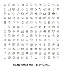 Website icon set. Collection of high quality outline site pictograms in modern flat style. Black internet symbol for web design and mobile app on white background. Web site design line logo.