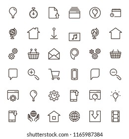 Website icon set. Collection of high quality outline site pictograms in modern flat style. Black internet symbol for web design and mobile app on white background. Web site design line logo.