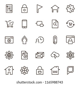 Website icon set. Collection of high quality outline site pictograms in modern flat style. Black internet symbol for web design and mobile app on white background. Web site design line logo.