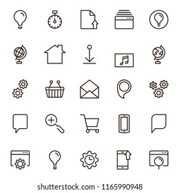 Website icon set. Collection of high quality outline site pictograms in modern flat style. Black internet symbol for web design and mobile app on white background. Web site design line logo.