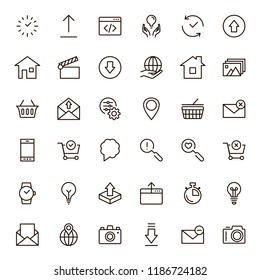 Website icon set. Collection of high quality outline site pictograms in modern flat style. Black internet symbol for web design and mobile app on white background. Web site design line logo.