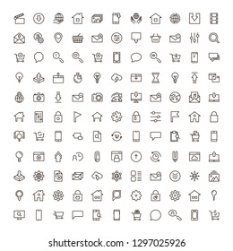 Website icon set. Collection of high quality outline site pictograms in modern flat style. Black internet symbol for web design and mobile app on white background. Web site design line logo.