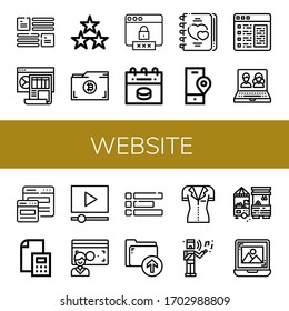 website icon set. Collection of Layout, Dashboard, Stars, Data storage, Password, Calendar, Love, Location, Article, Online, Responsive, Calculator, Video marketing, Account icons