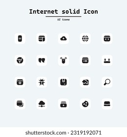 Website icon set. Containing web design, internet, e-commerce icon. Solid icon collection. Vector illustration. Collection ui icons with squircle shape. Web Page, Mobile App, UI, UX design.