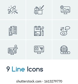 Website icon set and domain with e-commerce website, poster design and data management. Chatting related website icon vector for web UI logo design.