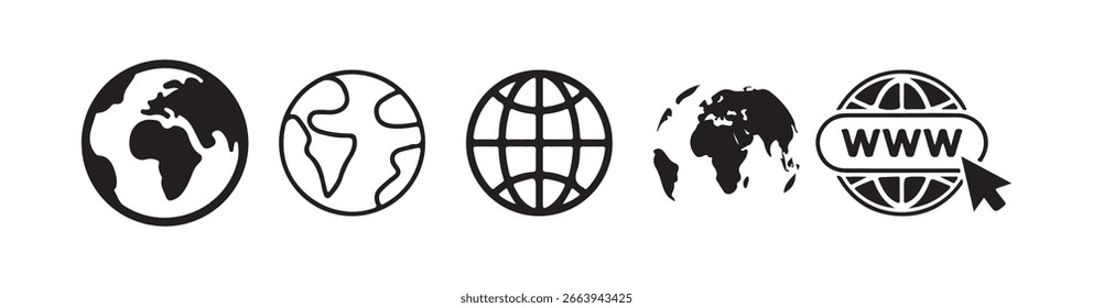 Website icon set. glob icons, Web icon, Globe Outline. Victor illustration eps10