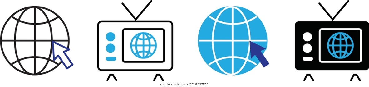 Conjunto de iconos de Sitio web. Globo y símbolo www. Icono de Web mundial. Vector www icono aislado sobre fondo transparente. Iconos del contorno del globo del navegador
