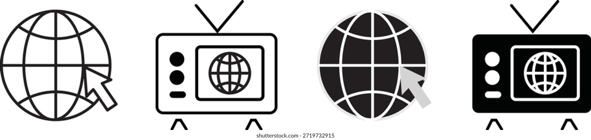 Conjunto de iconos de Sitio web. Globo y símbolo www. Icono de Web mundial. Vector www icono aislado sobre fondo transparente. Iconos del contorno del globo del navegador