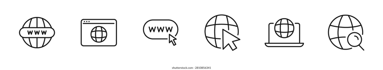 Website icon set. Website icons in line style. Editable web icons internet, content, blog, web design, SEO, server, hosting, homepage, marketing, e-commerce etc. Vector illustration.