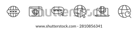 Website icon set. Website icons in line style. Editable web icons internet, content, blog, web design, SEO, server, hosting, homepage, marketing, e-commerce etc. Vector illustration.