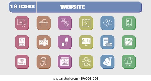 website icon set. included calendar, shop, test, touchscreen, login, click, exam, ereader, desktop, online-learning, elearning icons on white background. linear, filled styles.