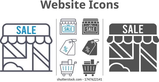 website icon set included shop, price tag, shopping cart icons