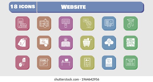 website icon set. included shop, test, touchscreen, learning, login, click, exam, ereader, desktop, ebook, online-learning, elearning icons on white background. linear, filled styles.