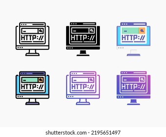 Website icon set with line, outline, flat, filled, glyph, color, gradient. Editable stroke and pixel perfect. Can be used for digital product, presentation, print design and more.
