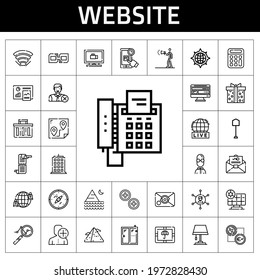 website icon set. line icon style. website related icons such as online shopping, mail, shovel, link, networking, advertising, building, shopping basket, network, analytics