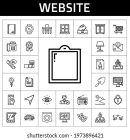 website icon set. line icon style. website related icons such as cursor, idea, searching, shovel, networking, padlock, radio, theatre, tablet, computer, file, car, shopping cart