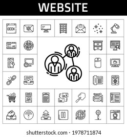 website icon set. line icon style. website related icons such as mail, link, shovel, tablet, mouse, computer, browser, dialogue, shopping cart, phone call, email, calculator