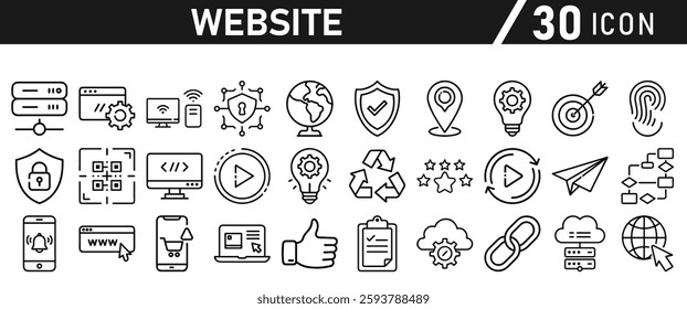 Website icon set in liner style. Website set icon vector. for computer and mobile. Vector illustration