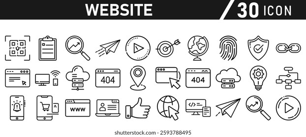 Website icon set in liner style. Website set icon vector. for computer and mobile. Vector illustration