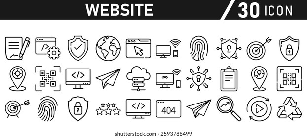 Website icon set in liner style. Website set icon vector. for computer and mobile. Vector illustration
