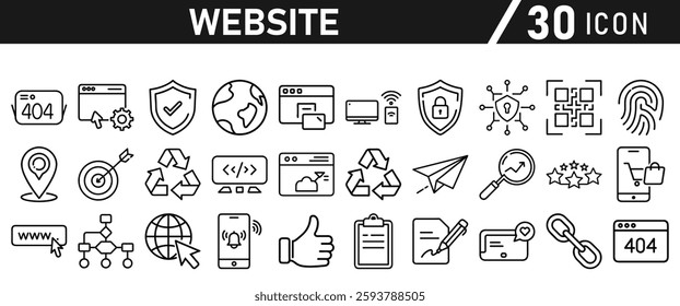 Website icon set in liner style. Website set icon vector. for computer and mobile. Vector illustration