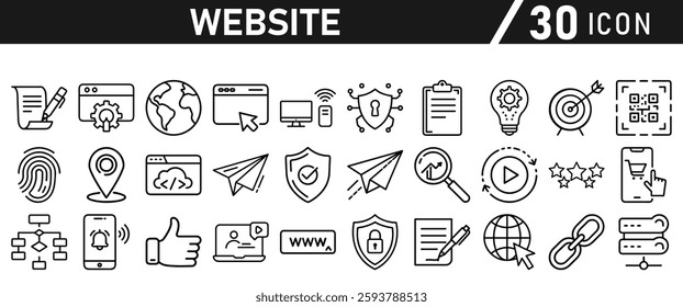 Website icon set in liner style. Website set icon vector. for computer and mobile. Vector illustration