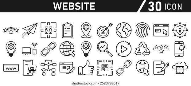Website icon set in liner style. Website set icon vector. for computer and mobile. Vector illustration