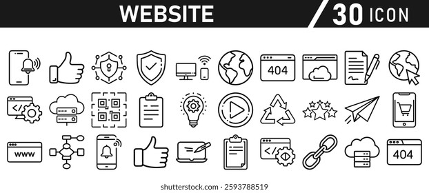 Website icon set in liner style. Website set icon vector. for computer and mobile. Vector illustration