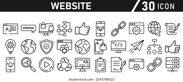 Website icon set in liner style. Website set icon vector. for computer and mobile. Vector illustration