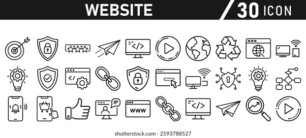 Website icon set in liner style. Website set icon vector. for computer and mobile. Vector illustration