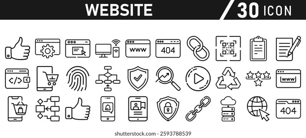 Website icon set in liner style. Website set icon vector. for computer and mobile. Vector illustration