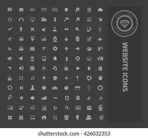 Website icon set on clean background,vector