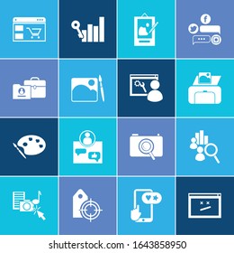 Website icon set and print with blog commenting, keyword ranking and website management. Image related website icon vector for web UI logo design.