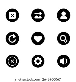 Website icon set for profile, heart, search, mic, setting, apps. Shopping and commerce icons set. Thin line icons for business, marketing, and social media