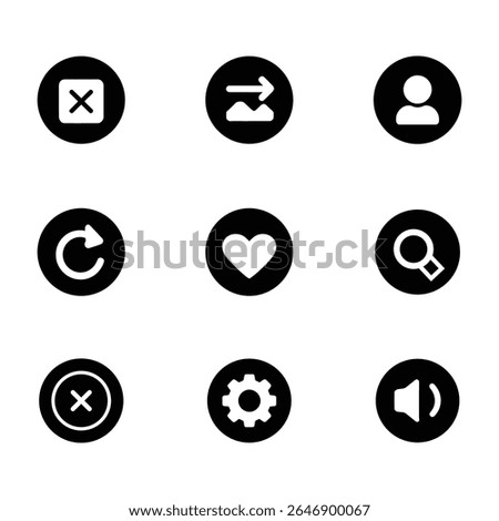 Website icon set for profile, heart, search, mic, setting, apps. Shopping and commerce icons set. Thin line icons for business, marketing, and social media