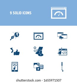 Website icon set and website speed with user experience, logo design and pingback. Cellphone related website icon vector for web UI logo design.