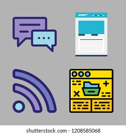 website icon set. vector set about rss, chat and browser icons set.