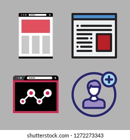 website icon set. vector set about browser and user icons set.