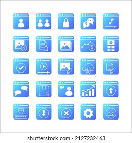 Website icon set vector gradient for website, mobile app, presentation, social media. Suitable for user interface and user experience.
