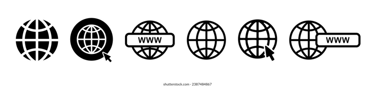 Conjunto de iconos del sitio web. Vector de iconos Web. icono de la web del mundo iconos de www earth globo mundial
