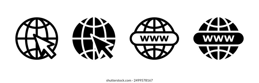 Website icon set. Web link symbol. Internet connection vector illustration. Browser sign. WWW site link pictogram isolated.