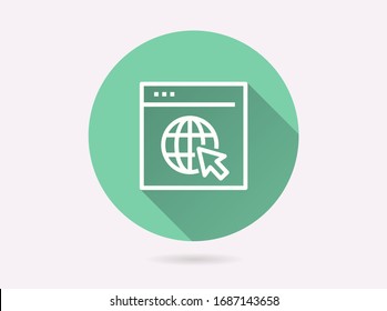 Icono de sitio web. Ilustración simple con sombra larga aislada para diseño gráfico y web.