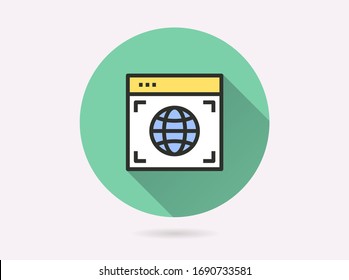 Icono de sitio web. Ilustración simple con sombra larga aislada para diseño gráfico y web.
