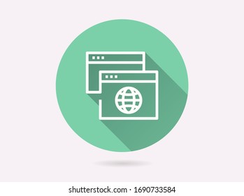 Website icon. Simple illustration with long shadow isolated for graphic and web design.