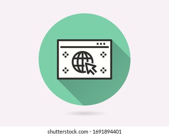 Website icon. Simple illustration with long shadow isolated for graphic and web design.