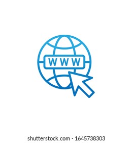 Icono de sitio web ilustración de diseño vectorial. Icono WWW del sitio web. Símbolo de icono plano vectorial del sitio web para web, logotipo, elementos gráficos, aplicación, UI. Icono de sitio web aislado en fondo blanco.